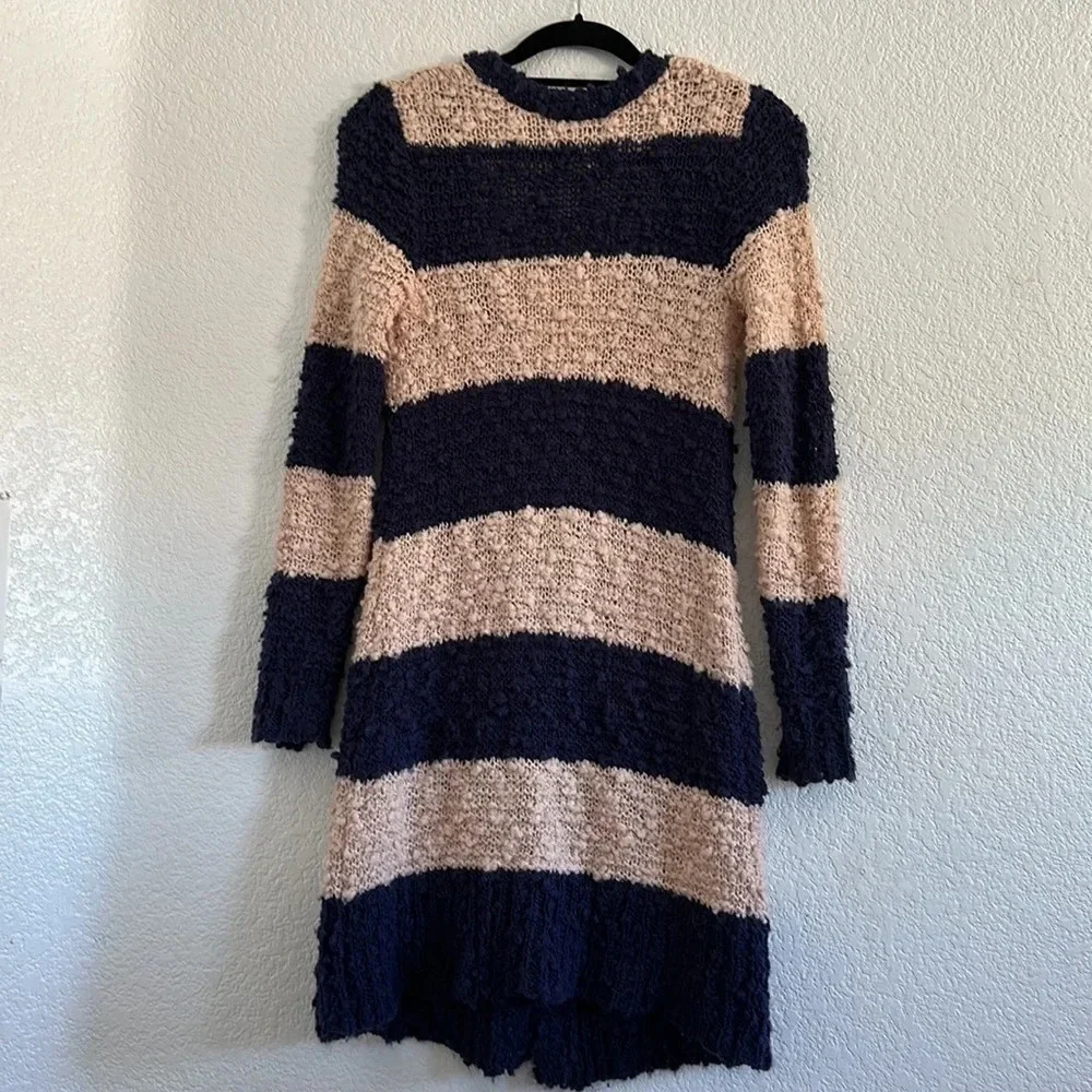Free People XS navy combo front button cardigan